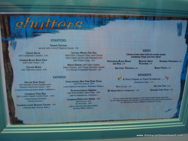 Shutters Menu 2