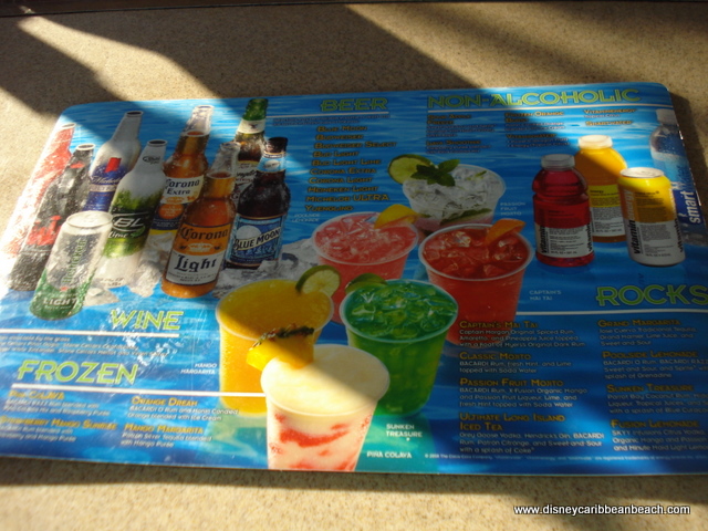 Banana Cabana standard menu