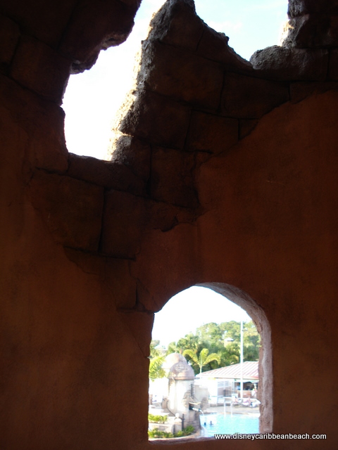 Windows from staircase to second pool slide
